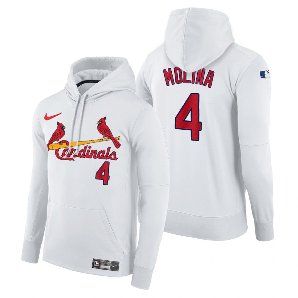 Men St.Louis Cardinals #4 Molina white home hoodie 2021 MLB Nike Jerseys